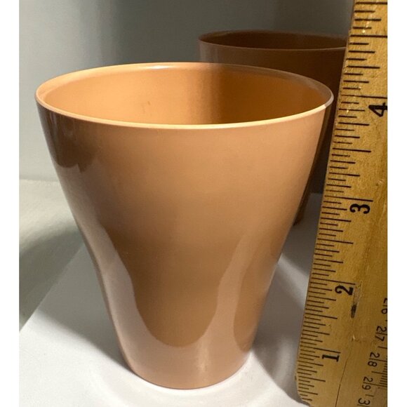 Melmac Cyanamid Set Of 4 Tan Plastic Drinking Cups Tumblers - Picture 11 of 14